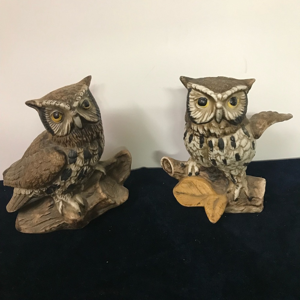 Charming Brown and Cream Owl Figurines